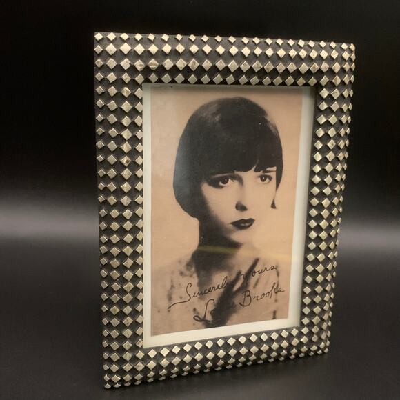 Vintage 1995 Terragrafics Silver Plated Photo Picture Frame Black Silver Checker - Picture 1 of 8